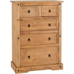SECONIQUE Corona Distressed Waxed Pine Chest of Drawer 92x131cm