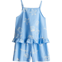 H&M Bomullsset Med Topp Och Shorts - Ljusblå/Mönstrad