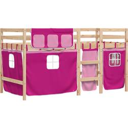 vidaXL Loftsäng Med Rutschkana Rosa 80 x 200 cm Massiv Furu 85.5x205.5cm