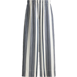 H&M Wide Leg Pants - White/Navy Blue Striped