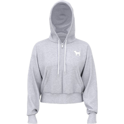 PINK Ivy Terry Shrunken Full-Zip Hoodie - Medium Heather Grey