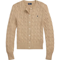 Polo Ralph Lauren Cable Knit Cotton Crewneck Cardigan - Light Saddle Heather