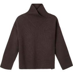 Pierre Robert Blouse With A Wrap Collar - Coffee