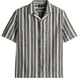 H&M Regular Fit Textured Resort Shirt - Navy Blue/Striped