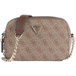 Guess Noelle 4G Logo Mini Crossbody Bag - Latte Logo/Brown