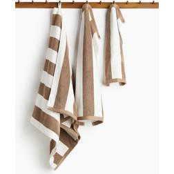 H&M Striped Gæstehåndklæde Brun, Hvid (70x50cm)
