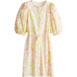 H&M English Embroidery Sleeved Dress - White/Floral
