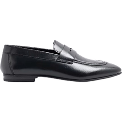 River Island Leather Slip On Loafers - Black