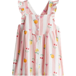 H&M Flounce Trimmed Cotton Dress - Light Pink/Fruits (1123540011)