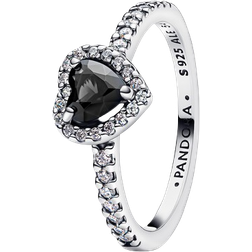 Pandora Elevated Heart Ring - Silver/Black/Transparent
