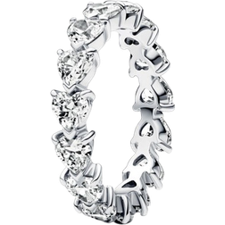 Pandora Row of Hearts Eternity Ring - Silver/Transparent