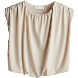 H&M Draped Cropped Top - Light Beige