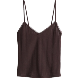 H&M Pointelle Strap Top - Dark Brown