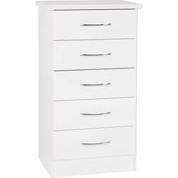 SECONIQUE Nevada 5 Narrow White Gloss Chest of Drawer 50x93cm