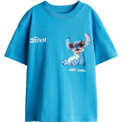 H&M Printed T-shirt - Blue/Lilo & Stitch ( 1117472106)