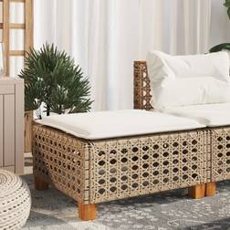 vidaXL Stool with Cushion 63.5 x 56 x 32 cm Beige Garden Bench