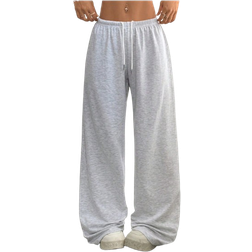 Shein EZwear Women's Summer Simple Front Tie Loose Sweatpants, Casual Daily Wear