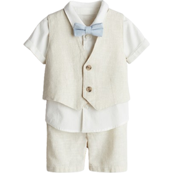 H&M Baby 4-Piece Linen-Blend Dressy Set - Beige