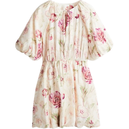 H&M Dress with Balloon Hem - Cream/Pink Floral