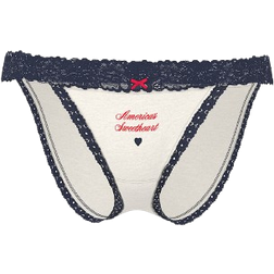 PINK Cotton Lace Trim Bikini Panty - Winter White Americas Sweetheart