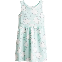 H&M Muchachas Vestido Estampado De Algodón - Turquesa