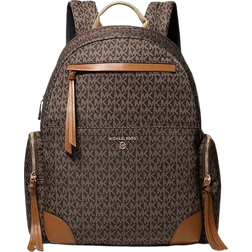 Michael Kors Prescott Large Signature Logo Print Woven Backpack - Brown/Acorn