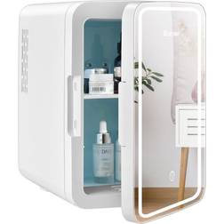 Cwy Minikøleskab 10 L Bærbart Med LED-Spejl 23 x 28 x 34 cm Hvid
