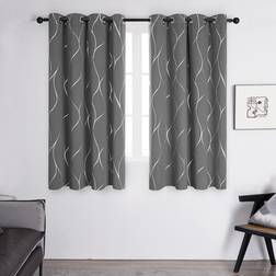 Deconovo Blackout Wave Line Foil Ring Top 116.8x137.2cm