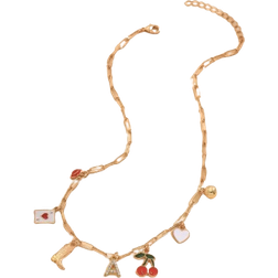 Shein 1pc Initial Letter Charm Gold Chain Necklace For Women, Beach Cherry Heart Fruit Charms Pendant, Western Cowgirl Choker Fashion Necklace For Teen Girl As Gift, Stuff, As Mother's Day Gift For Mom