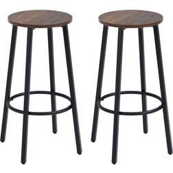 Homcom Industrial Tall Rustic Brown Bar Stool 65cm 2pcs