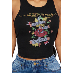 Fashion Nova Ed Hardy True Love Tank Top - Black