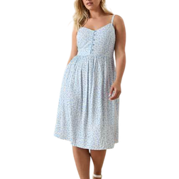 Yours Curve Blue Ditsy Floral Print Strappy Sundress - Blue