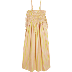 River Island Womens Shirred Strappy Midi Dress - Beige Stripe