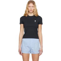Ami Paris Cotton Cropped T-shirt - Night Blue