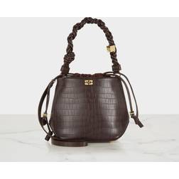 Ganni Bou Bucket Bag Croco Dam - Chocolate Fondant