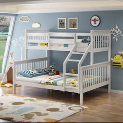 SlumberWorx Noah White Wooden Triple Sleeper Single & Double Bunk Bed