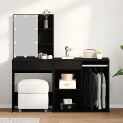 vidaXL with Led and Cabinet Black Oak Dressing Table