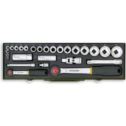 Proxxon 23020 Industrial Kit 1/4 e 1/2 1/2 Cricchetto 27 Parti Chiave a bussola