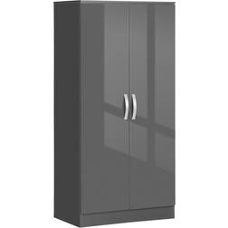Homcom Modern High Gloss Grey Wardrobe 76x160cm