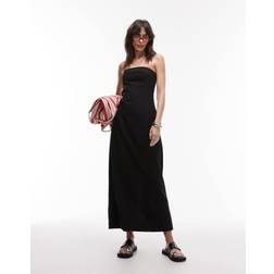 Topshop Heavy Seamed Bandeau Midi Dress - Black