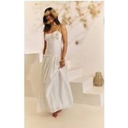 PrettyLittleThing Ruched Bust Drop Waist Maxi Dress - White