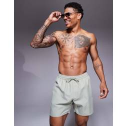 ASOS DESIGN Swim Shorts In Mid Length - Sage - Green