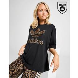 adidas Originals Leopard Print Trefoil Boyfriend T-Shirt - Black