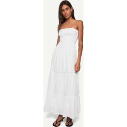 Bershka Bandeau Midikjole - Hvid