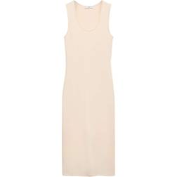 Mango Compact Knit Scoop Neck Midi Dress - Buttermilk Yellow
