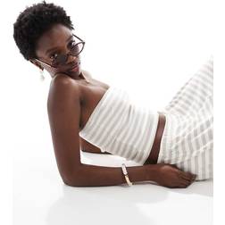 Vero Moda Ribbed Jersey Tube Top Co-Ord - Beige Stripe