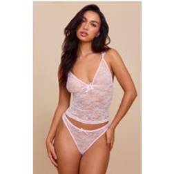 PrettyLittleThing Baby Lace Cami And Thong Lingerie Set - Pink