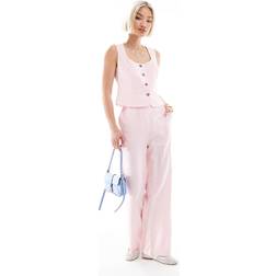 New Look Co-Ord Linen Wide Leg Trousers - Pink