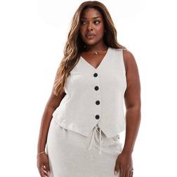Only Carmakoma Curve Textured Casual Waistcoat Co-Ord - Stone