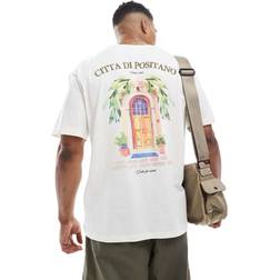 Jack & Jones Oversized T-Shirt With Positano Back Print Cream